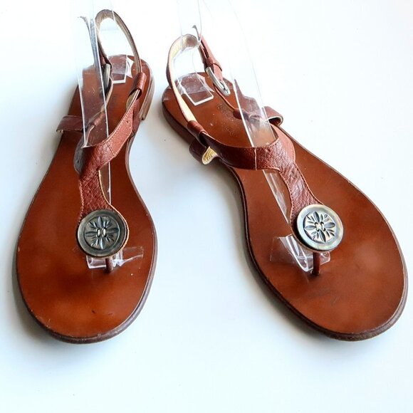 Isabella Fiore Brown Italian Leather Thong Sandals Flat Summer Shoes Size 8.5 - Picture 11 of 15